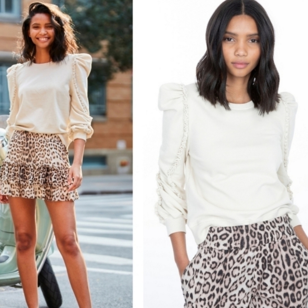 Generation Love Cleo Ruffle Sweatshirt Cream L - Picture 2 of 9
